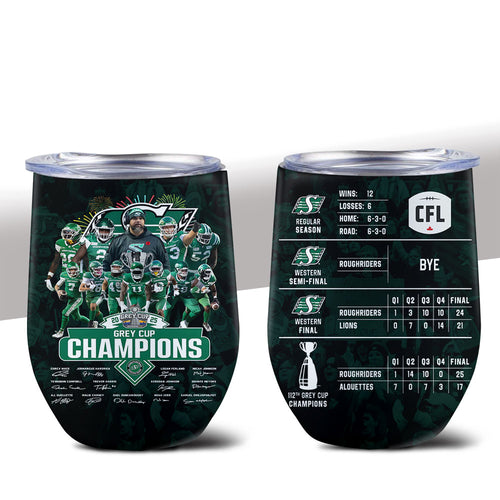 Saskatchewan Roughriders 2025 Grey Cup Champions Wine Tumbler – MAITM14044