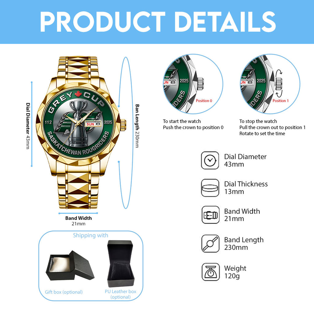 Saskatchewan Roughriders Alloy Luxury Quartz Watch – TMTHU2298