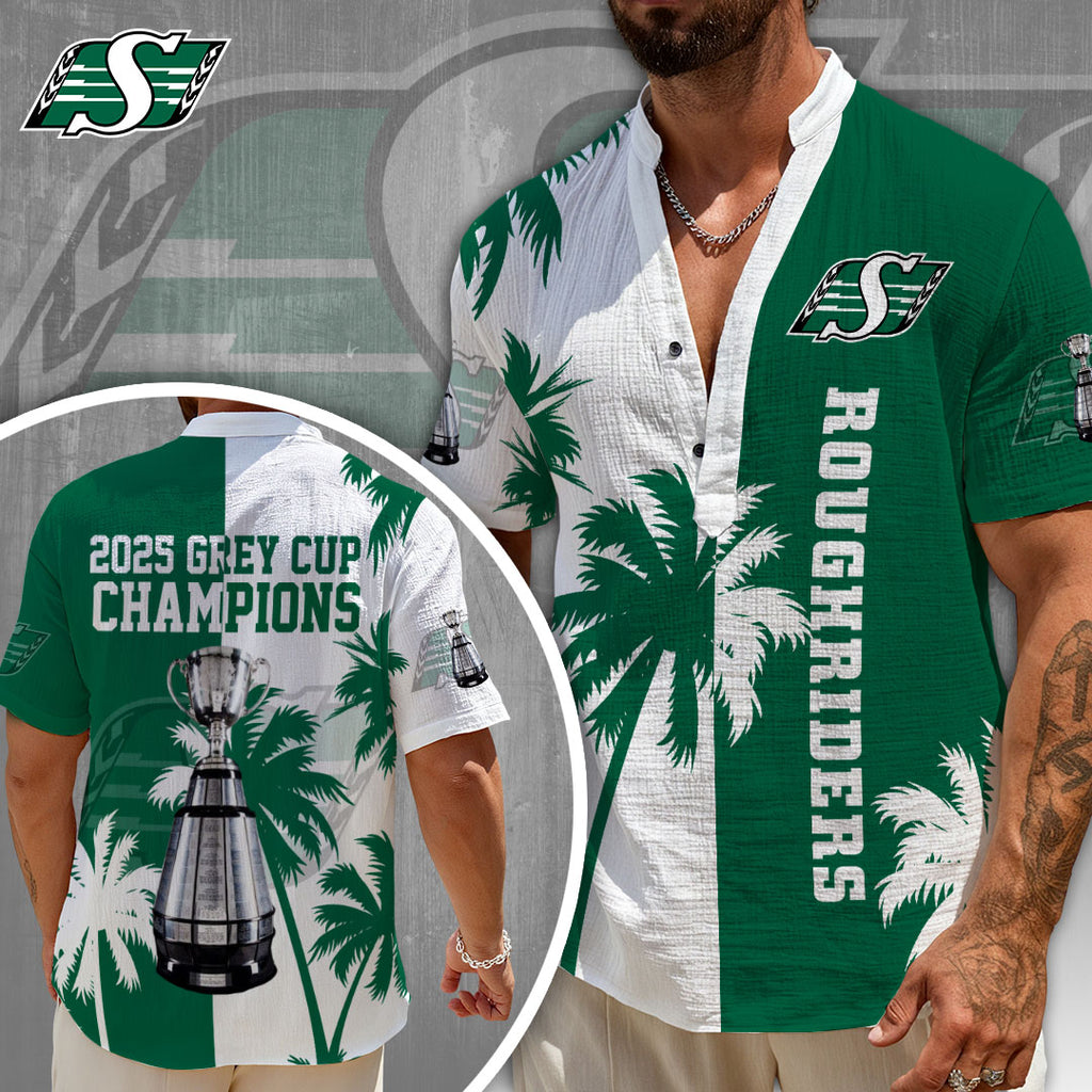 Saskatchewan Roughriders 2025 Grey Cup Champions Men's Henley Polo – GNE4700