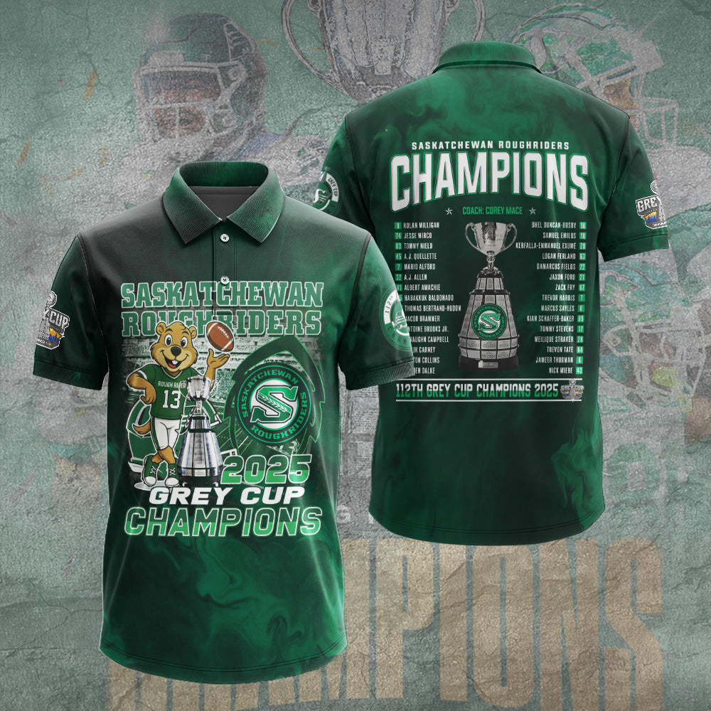 Saskatchewan Roughriders 2025 Grey Cup Champions 3D Apparel – TANTN18823