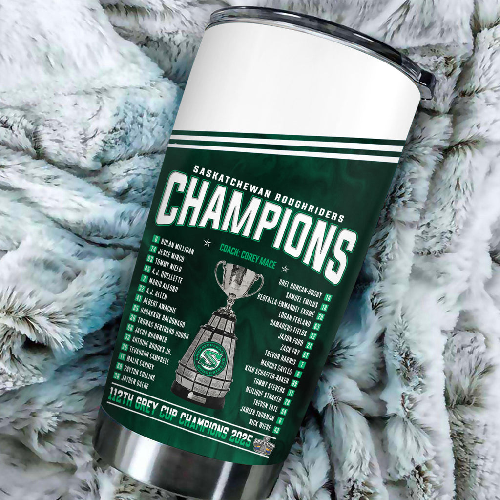 Saskatchewan Roughriders 2025 Grey Cup Champions Tumbler Cup – TANTN18958