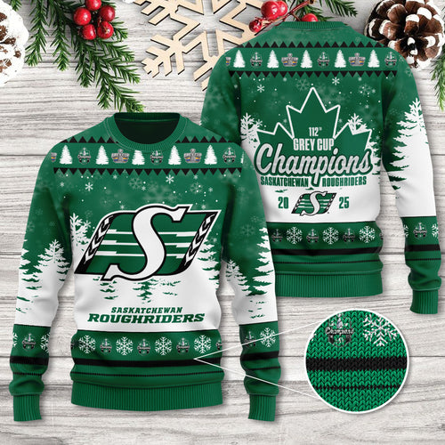 Saskatchewan Roughriders 2025 Grey Cup Champions Ugly Sweater – TANTN18969