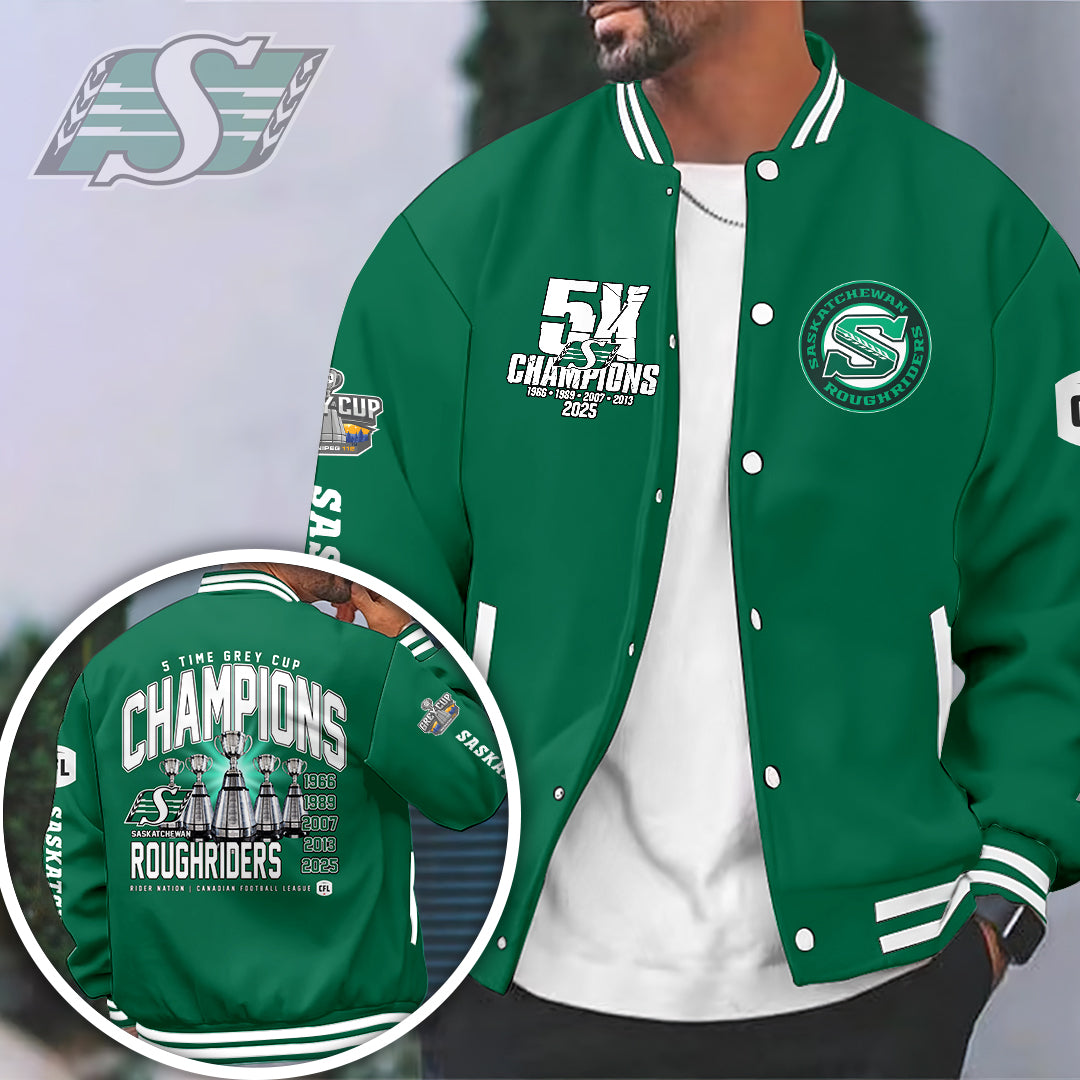 Saskatchewan Roughriders 2025 Grey Cup Champions Varsity Jacket – HOATT14862