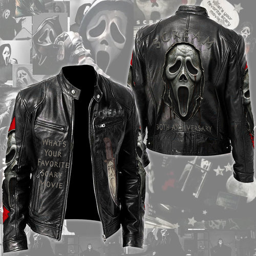 Scream 30th Anniversary Motorcycle Leather Jacket – GNE4889