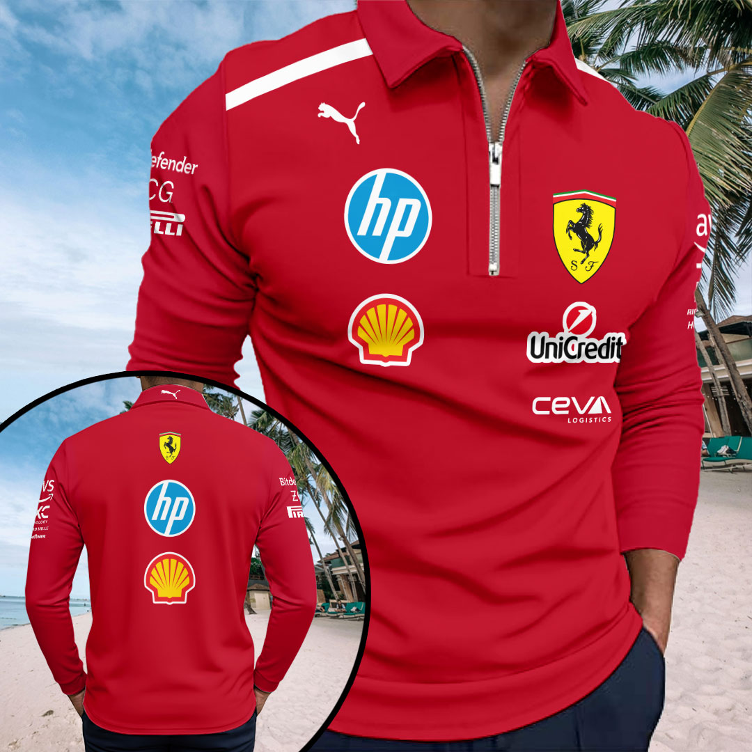 Scuderia Ferrari 2025 Zip Polo Shirt – GNE4820