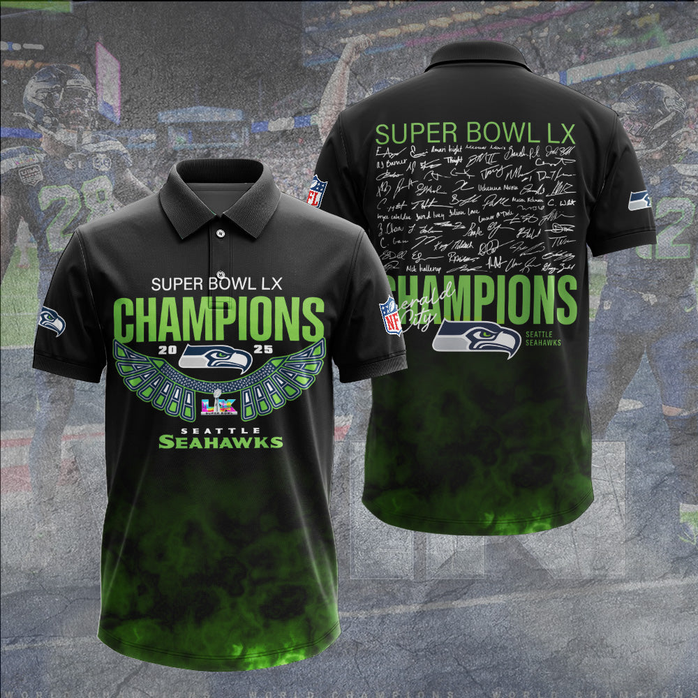 Seattle Seahawks 2025 Super Bowl LX Champions 3D Apparel – GNE5179