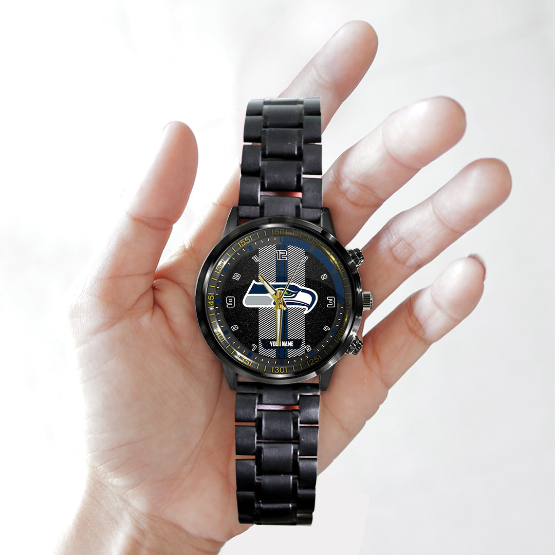 Personalized Seattle Seahawks Black Stainless Steel Watch – TANTN16029