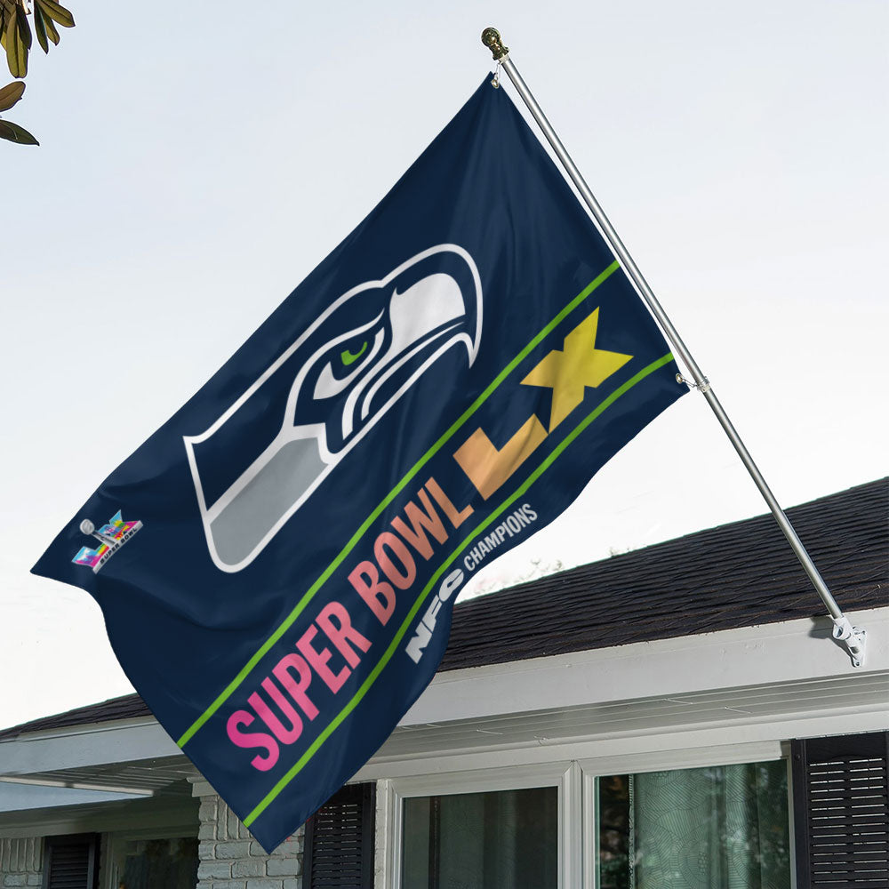 Seattle Seahawks 2025 NFC Champions 3D Double-side House Flag – MAITM14604
