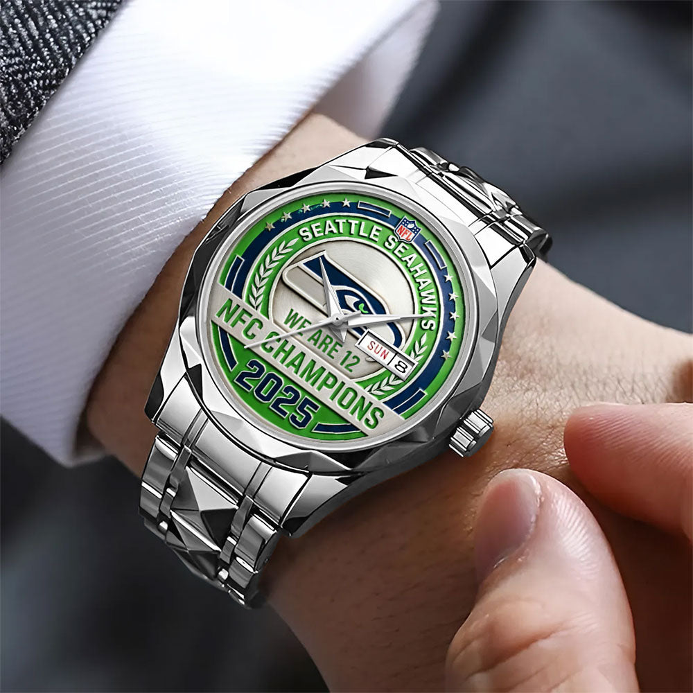 Seattle Seahawks 2025 NFC Champions Alloy Luxury Quartz Watch – MAITM14617