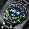Seattle Seahawks 2025 NFC Champions Black Stainless Steel Watch – TANTN20639