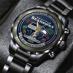 Seattle Seahawks 2025 NFC Champions Black Stainless Steel Watch – TANTN20677