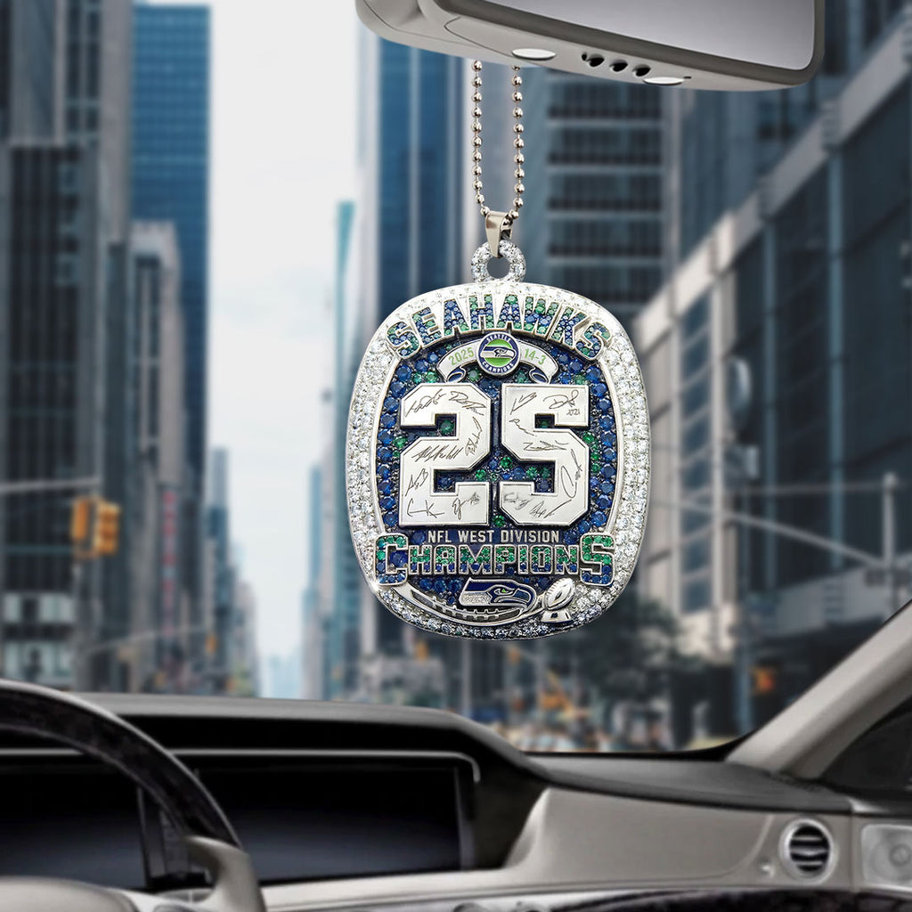 Seattle Seahawks 2025 NFC West Champions Custom shape 2-sided Acrylic Car Ornament – HOATT15763