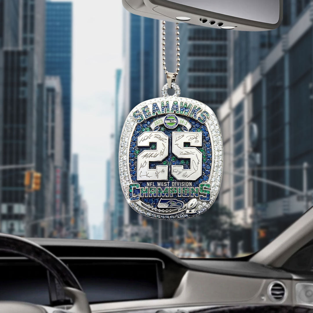 Seattle Seahawks 2025 NFC West Champions Custom shape 2-sided Acrylic Car Ornament – HOATT15763