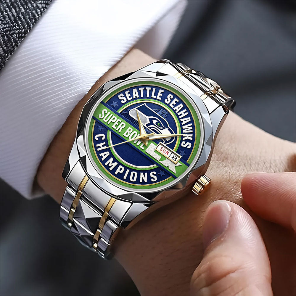 Seattle Seahawks 2025 Super Bowl LX Champions Alloy Luxury Quartz Watch – TANTN21007