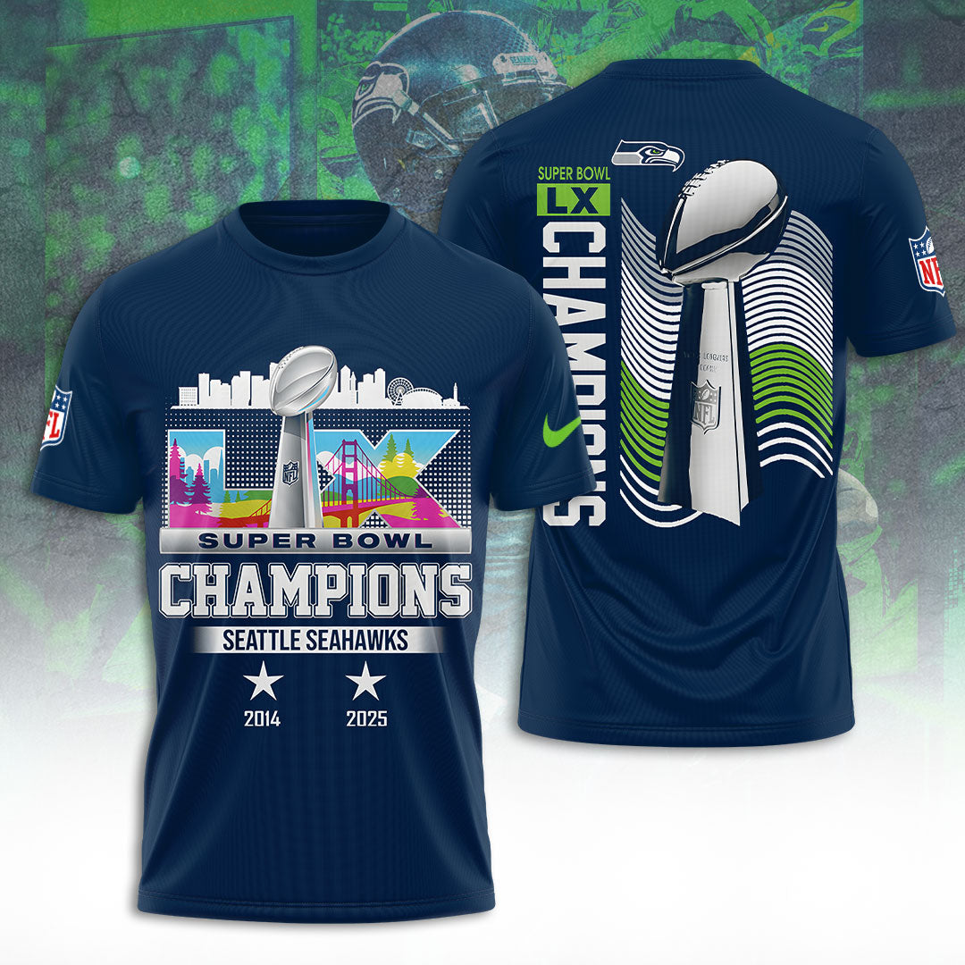 Seattle Seahawks 2025 Super Bowl LX Champions 3D Apparel – TANTN20973