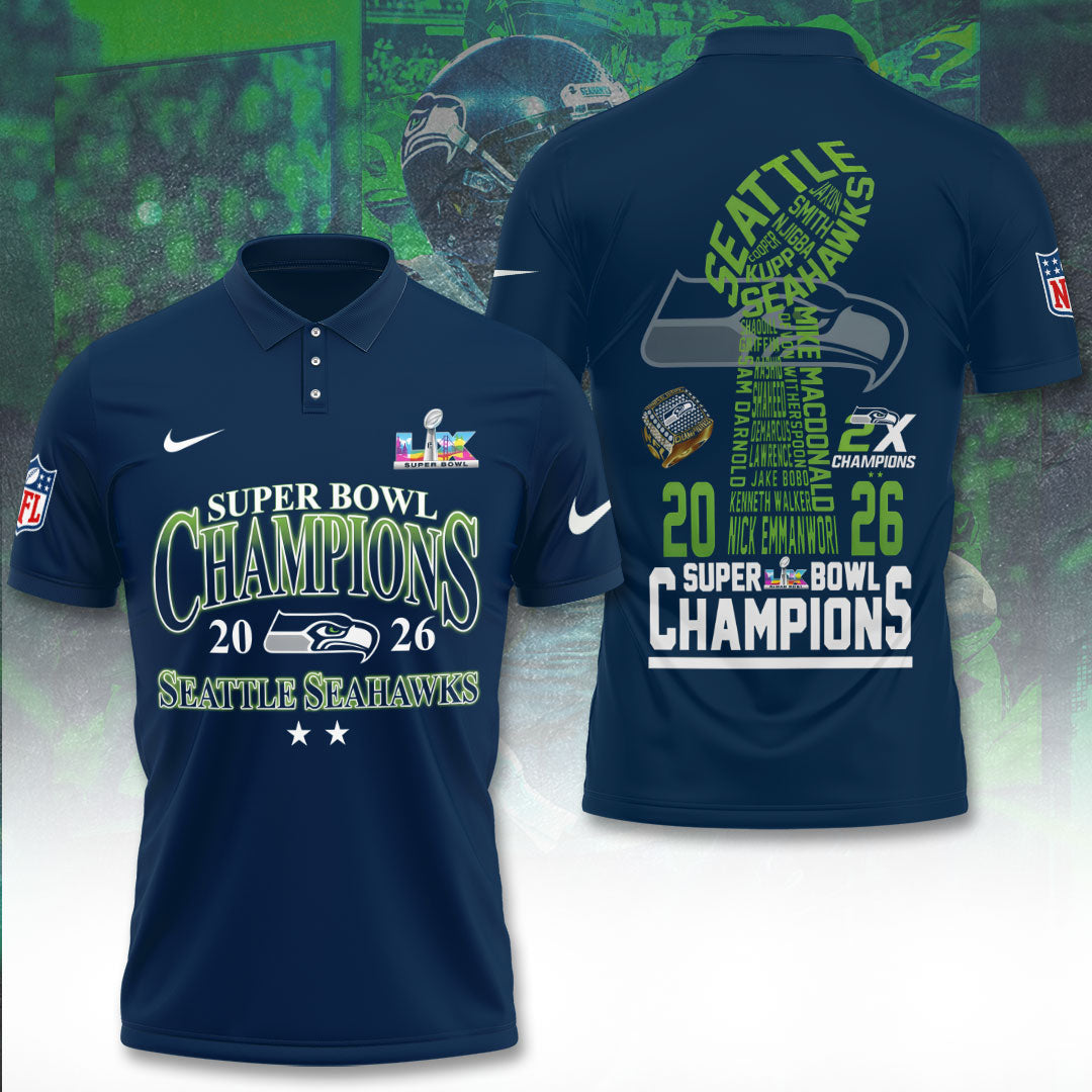 Seattle Seahawks 2025 Super Bowl LX Champions 3D Apparel – TANTN20975