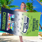 Seattle Seahawks 2025 Super Bowl LX Champions Rectangle Beach Towel – TMTHU3866