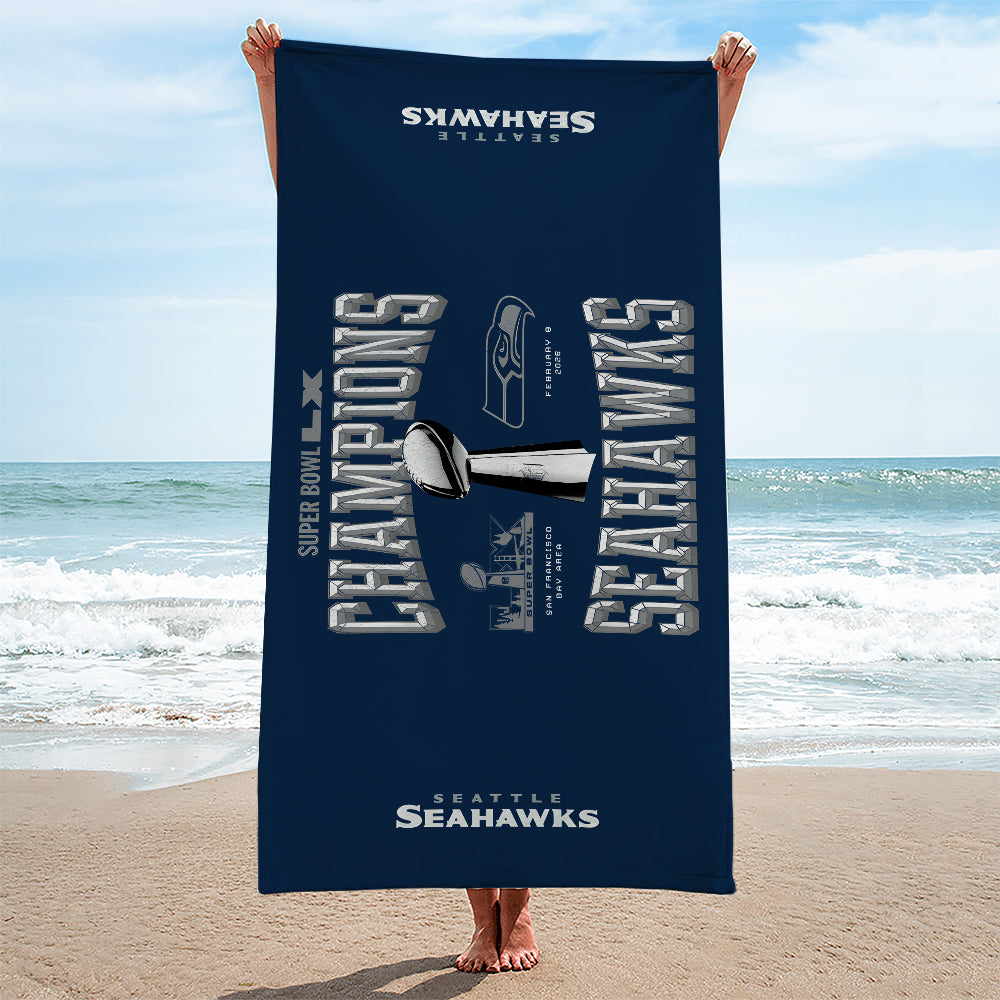 Seattle Seahawks 2025 Super Bowl LX Champions Rectangle Beach Towel – TANTN20978