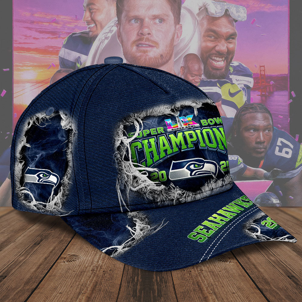 Seattle Seahawks 2025 Super Bowl LX Champions Classic Cap – TMTHU3862