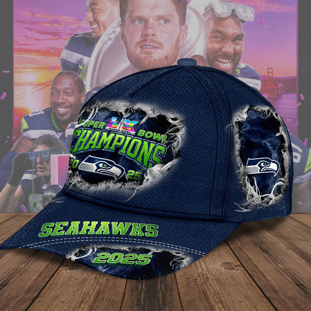 Seattle Seahawks 2025 Super Bowl LX Champions Classic Cap – TMTHU3862