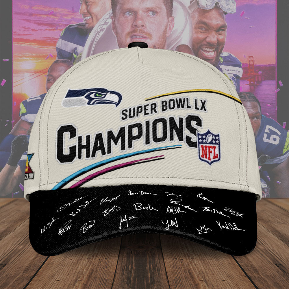 Seattle Seahawks 2025 Super Bowl LX Champions Classic Cap – TMTHU3871