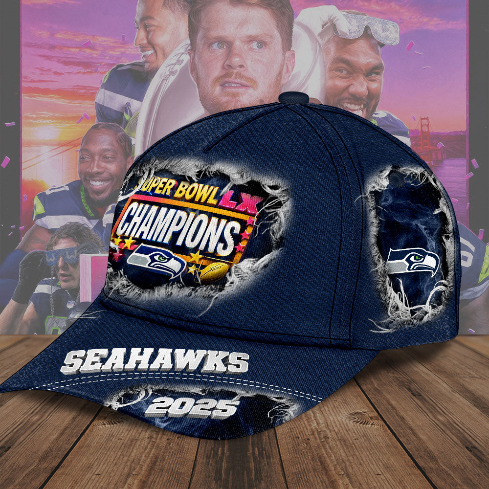 Seattle Seahawks 2025 Super Bowl LX Champions Classic Cap – TMTHU3926
