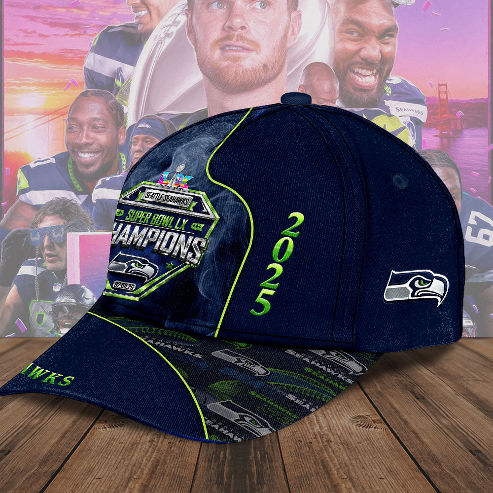 Seattle Seahawks 2025 Super Bowl LX Champions Classic Cap – TMTHU4005