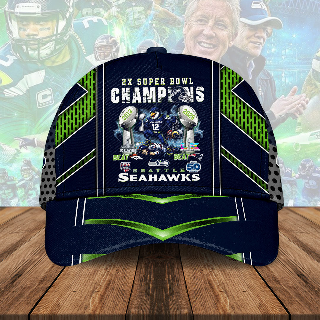 Seattle Seahawks 2025 Super Bowl LX Champions Classic Cap – HOATT16164