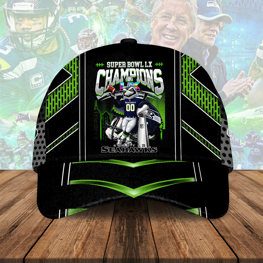 Seattle Seahawks 2025 Super Bowl LX Champions Classic Cap – HOATT16204