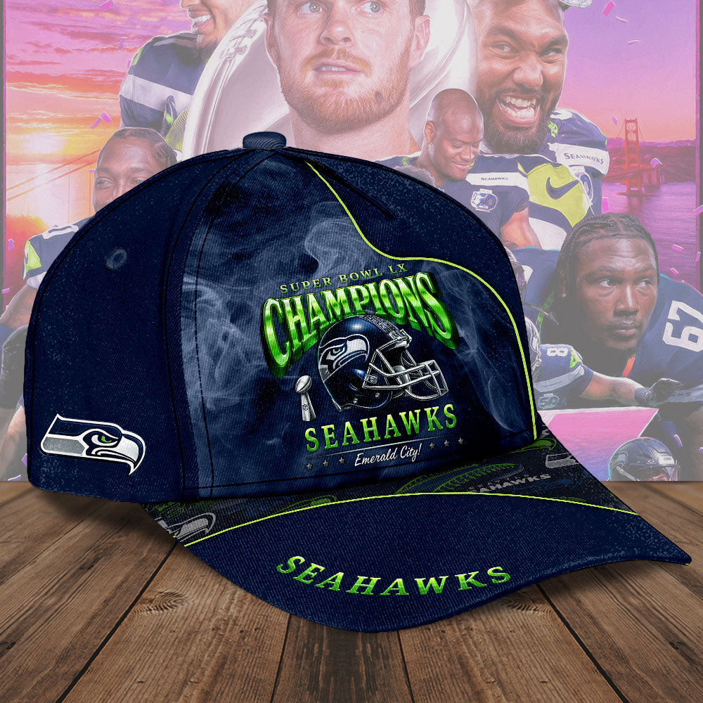 Seattle Seahawks 2025 Super Bowl LX Champions Classic Cap – TMTHU3985