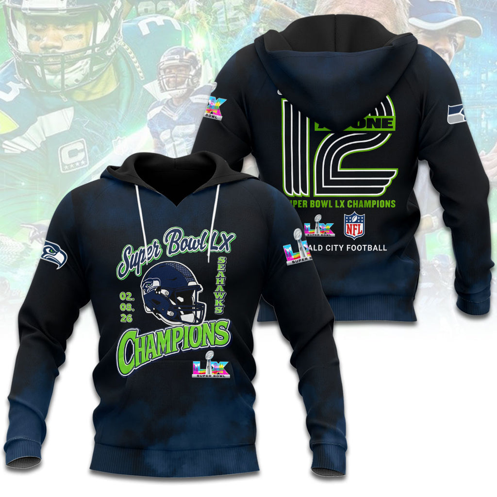 Seattle Seahawks 2025 Super Bowl LX Champions 3D Apparel – HOATT16340