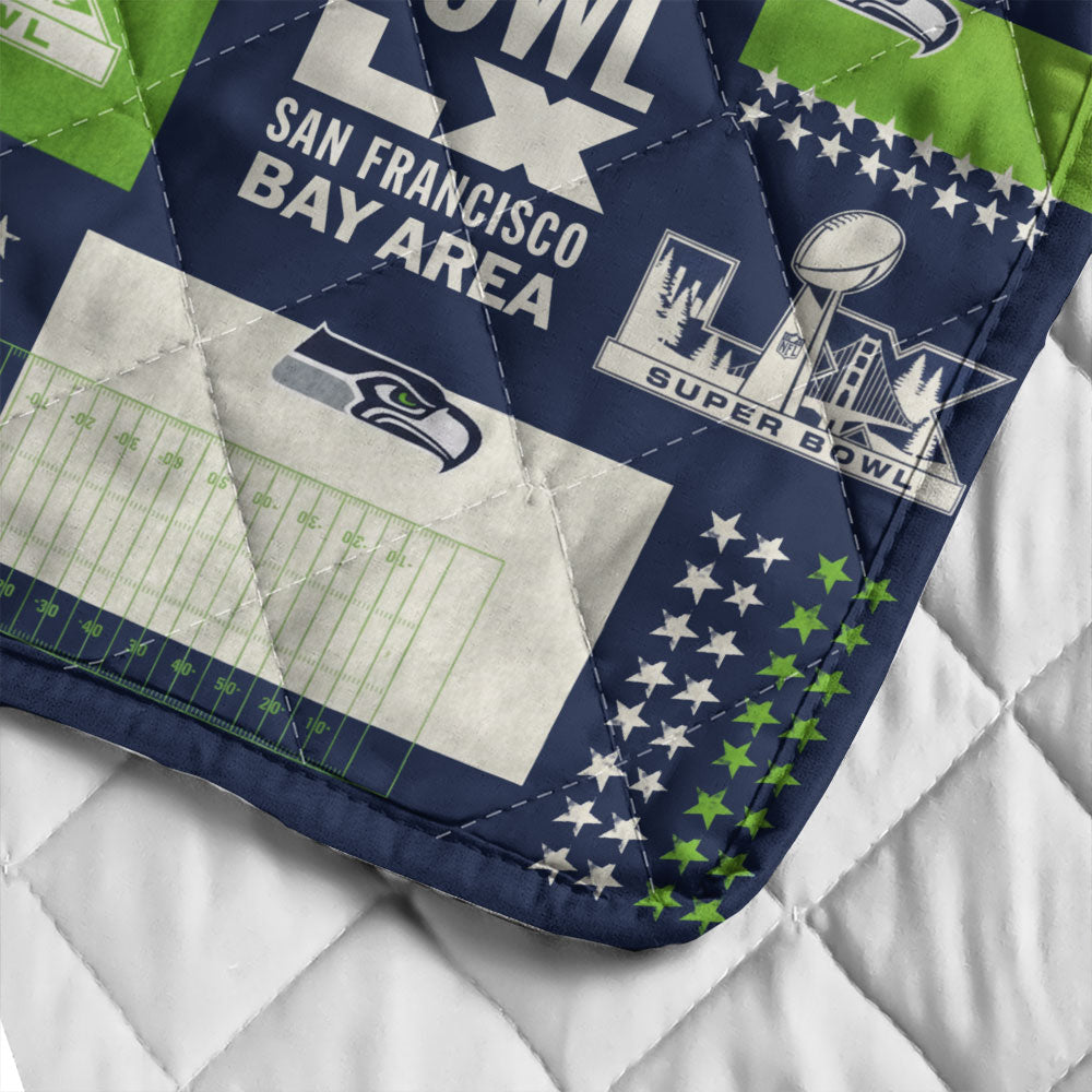 Seattle Seahawks 2025 Super Bowl LX Champions Quilt Blanket – TMTHU3942