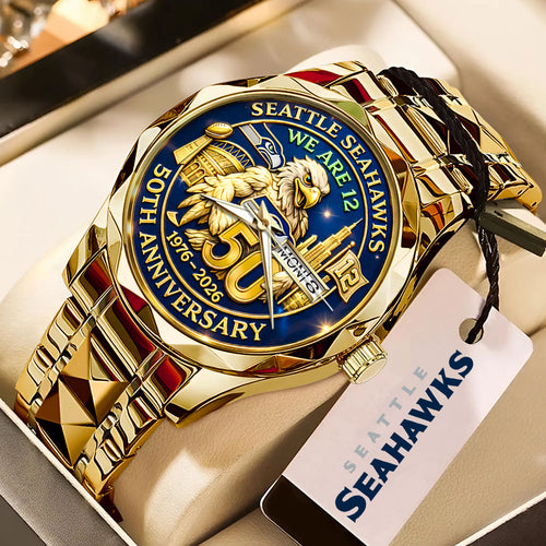 Seattle Seahawks 50th Anniversary Alloy Luxury Quartz Watch – MAITM14393