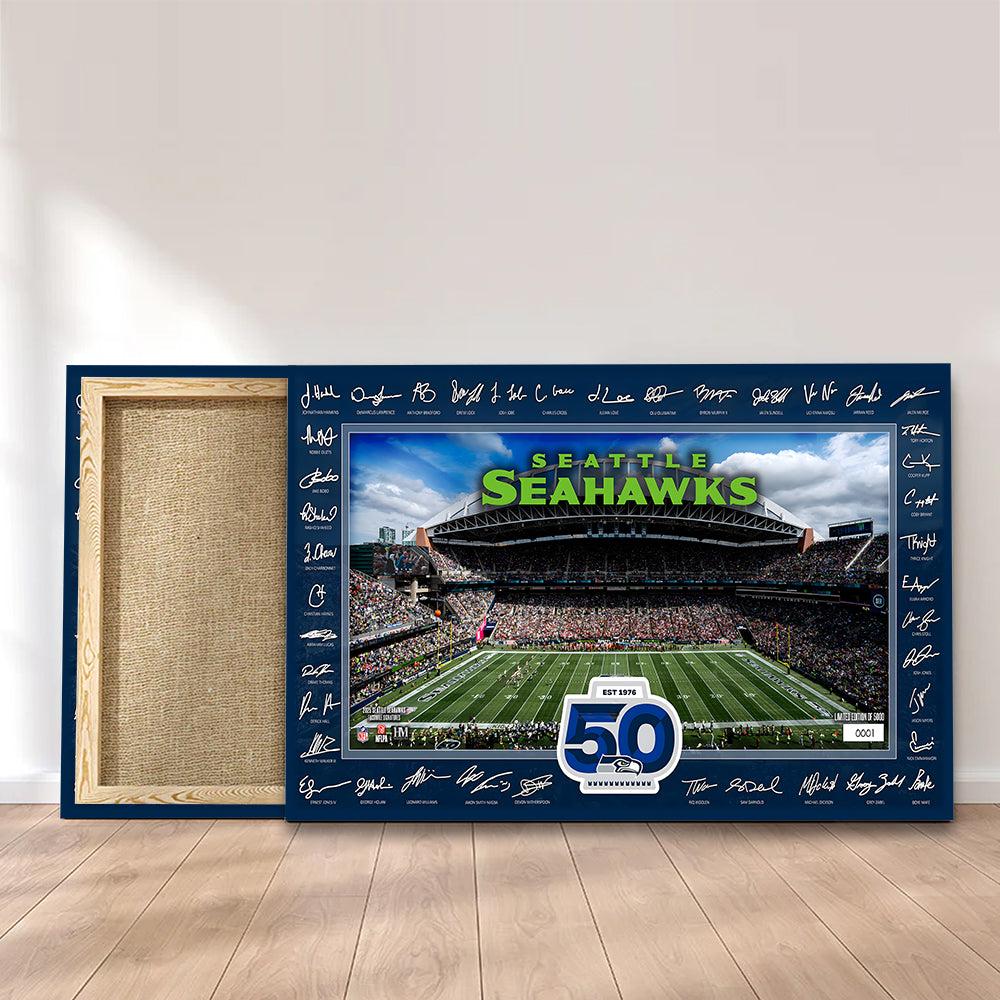 Seattle Seahawks 50th Anniversary Rectangle Canvas With Inner Frame – MAITM14447