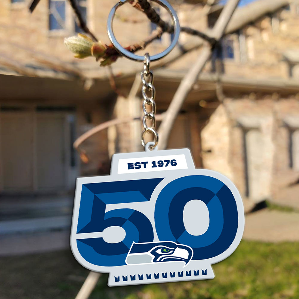 Seattle Seahawks 50th Anniversary Custom Shape 1-sided Keychain – MAITM14454