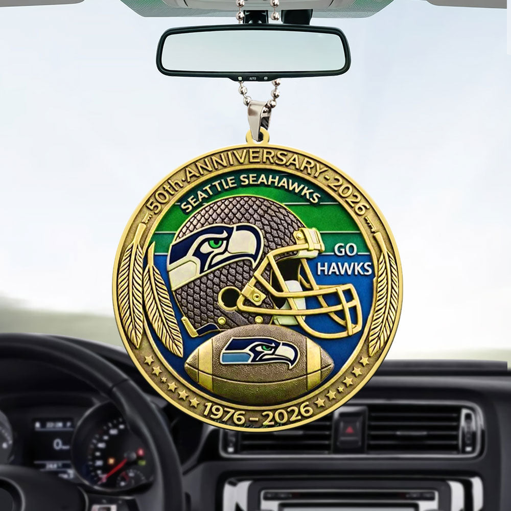 Seattle Seahawks 50th Anniversary Custom shape 2-sided Acrylic Car Ornament – MAITM14460