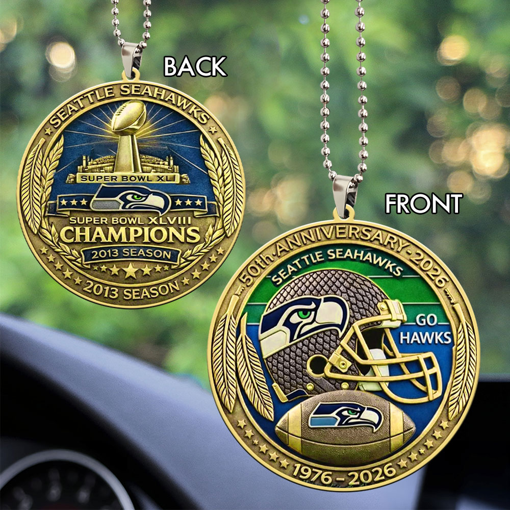 Seattle Seahawks 50th Anniversary Custom shape 2-sided Acrylic Car Ornament – MAITM14460