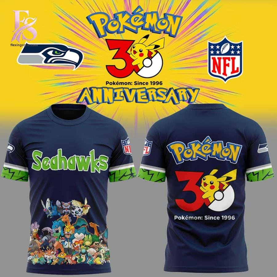 Seattle Seahawks Pokemon 30th Anniversary Hoodie