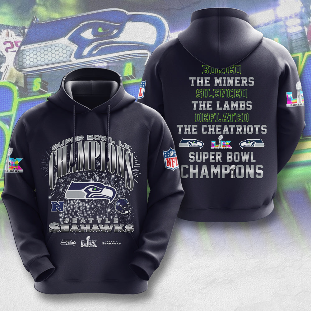 Seattle Seahawks Super Bowl LX Champions 3D Apparel – MAITM14775