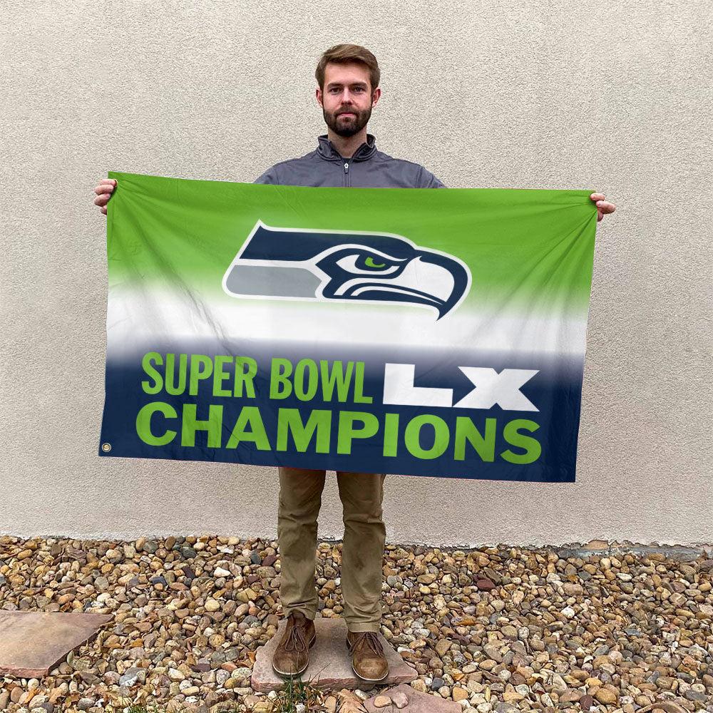 Seattle Seahawks Super Bowl LX Champions 3D Double-side House Flag – MAITM14764