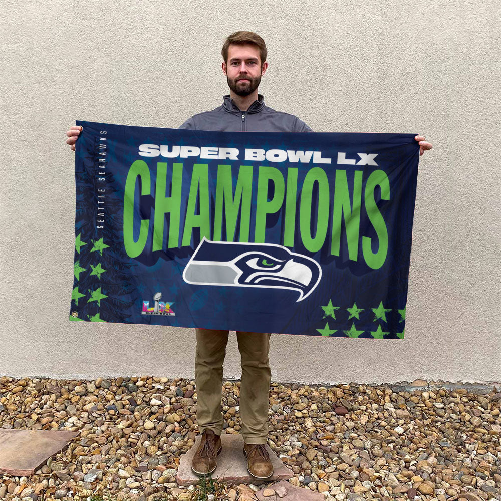 Seattle Seahawks Super Bowl LX Champions 3D Double-side House Flag – MAITM14811