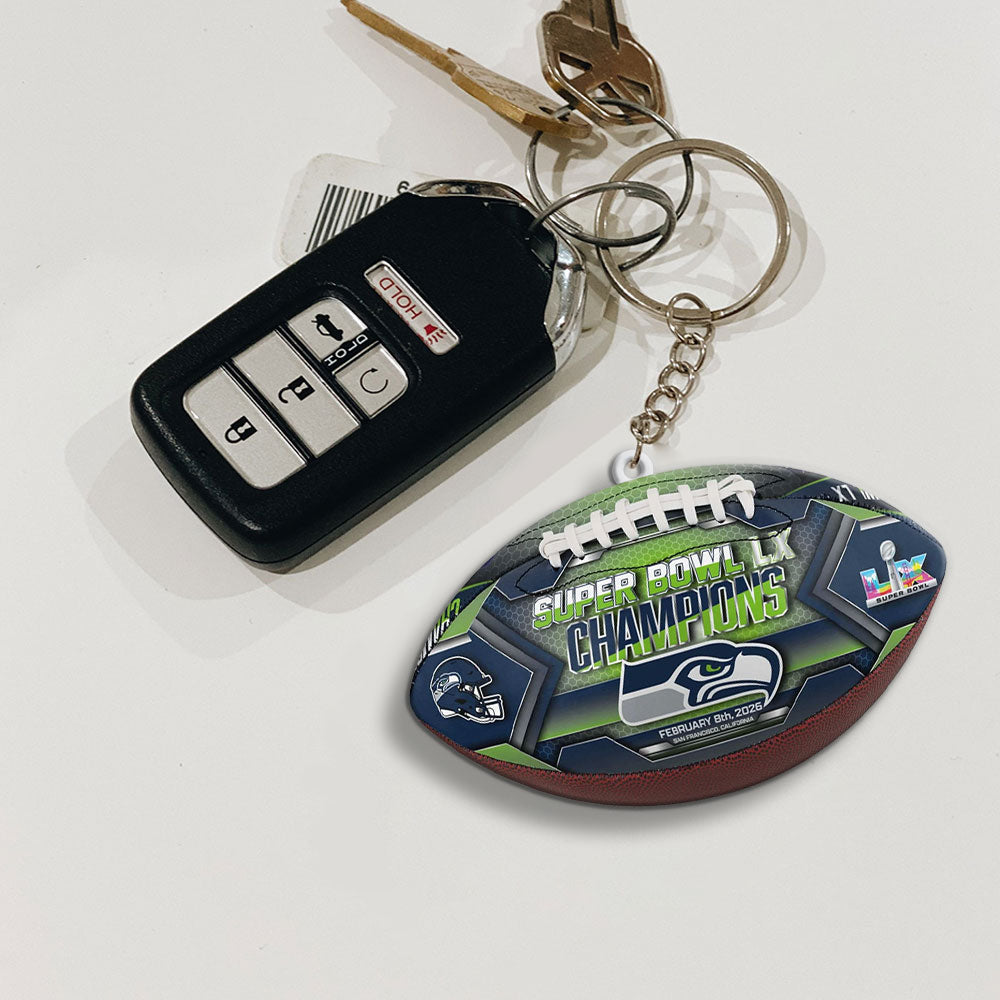 Seattle Seahawks Super Bowl LX Champions Custom Shape 2-sided Keychain – MAITM14810