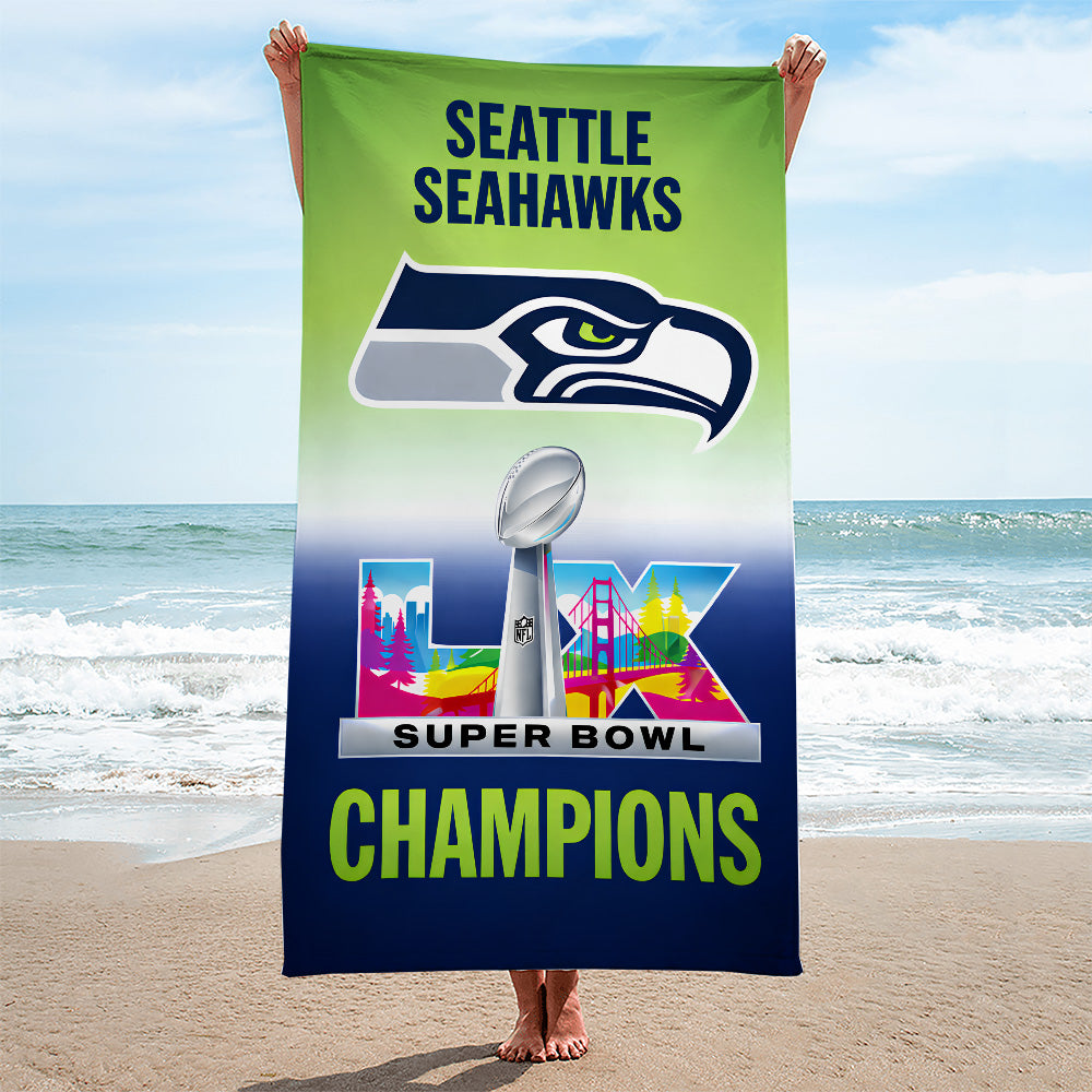 Seattle Seahawks Super Bowl LX Champions Rectangle Beach Towel – MAITM14772