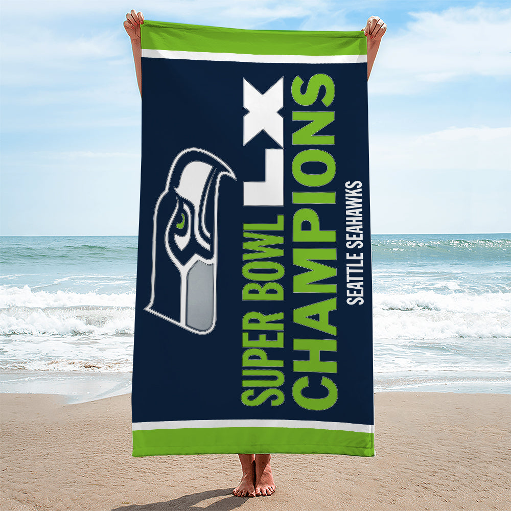 Seattle Seahawks Super Bowl LX Champions Rectangle Beach Towel – MAITM14787