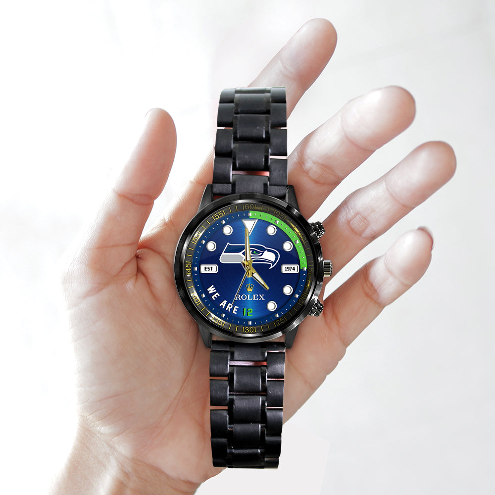 Seattle Seahawks x Rolex Black Stainless Steel Watch – MAITM14683