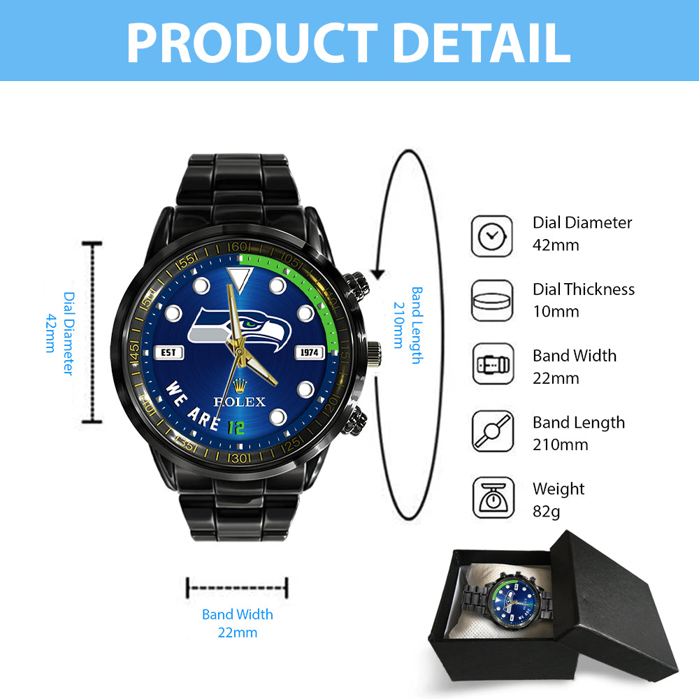 Seattle Seahawks x Rolex Black Stainless Steel Watch – MAITM14683