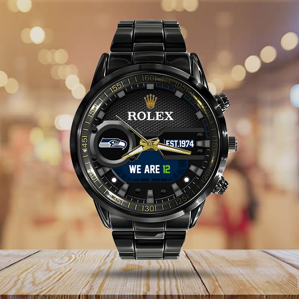 Seattle Seahawks x Rolex Black Stainless Steel Watch – MAITM14674