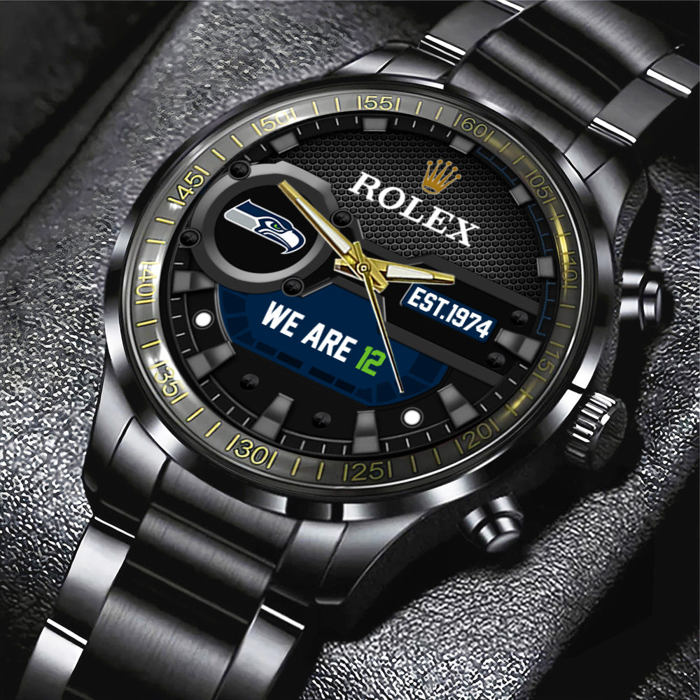 Seattle Seahawks x Rolex Black Stainless Steel Watch – MAITM14674