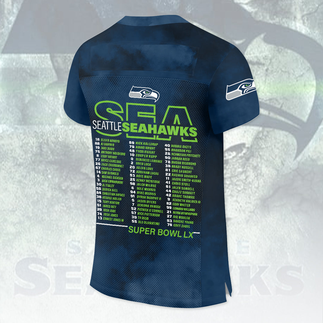 Seattle Seahawks 2025 NFC Champions 3D Football Jersey – HOATT15924