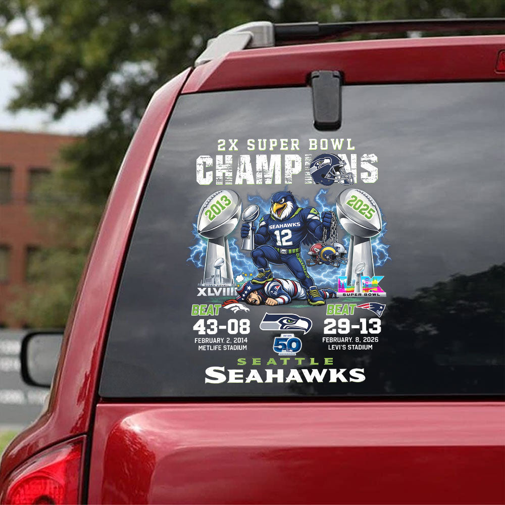 Seattle Seahawks 2025 Super Bowl LX Champions 3D Car Sticker – TANTN21142